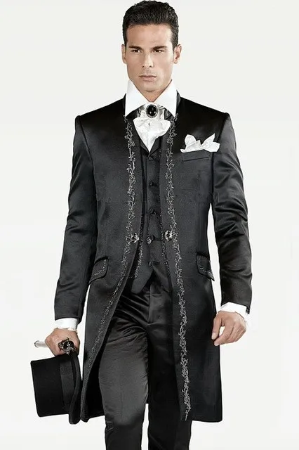 Embroidery Groomsmen Tuxedos(Jacket+Pants+Vest) White Groom Wedding Men Suit Set Prom Mens Suits Blazers Terno Masculino - Color: same as image