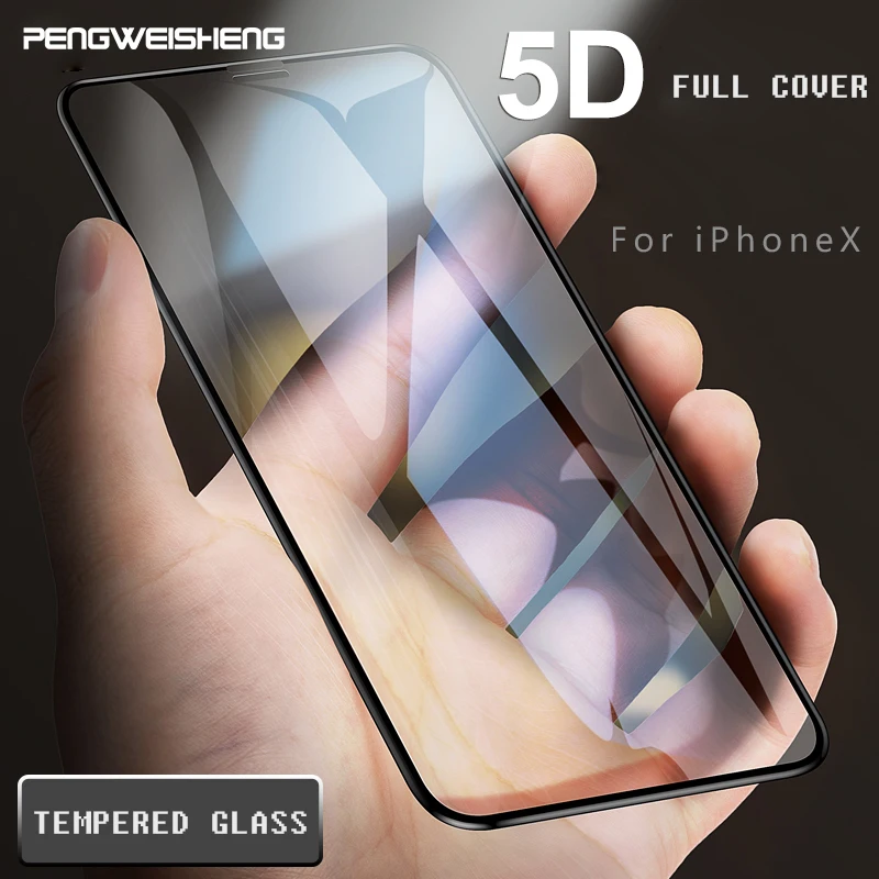 5D Full Cover Tempered Glass For iPhone 7 8 6 6s Screen Protector Film For iPhone X XS 10 8 6 7 Plus Protective Glass
