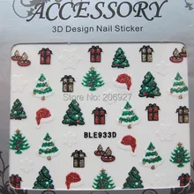 2 шт. ble933d Дизайн ногтей Симпатичные Блеск Рождество Стикеры Дизайн ногтей Стикеры