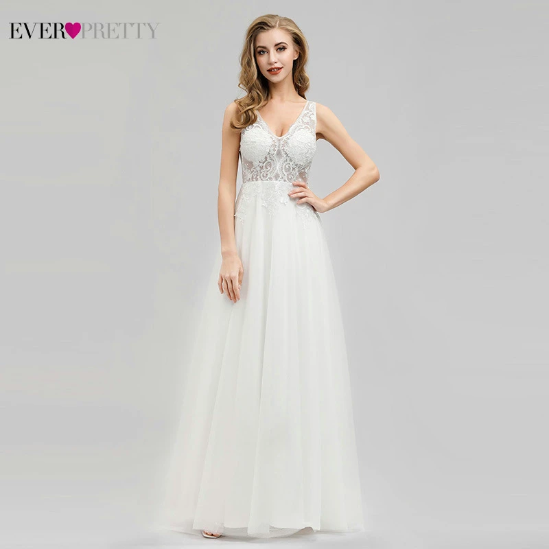 Элегантные свадебные платья Ever Pretty EP00916CR A-Line v-образный вырез без рукавов элегантный крем вечерние свадебные платья Vestido De Novia
