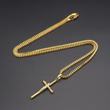JSBAO, высокое качество, женское ожерелье с крестом, нержавеющая сталь, 60 см, цепочка, подвеска с крестом, золотого цвета, мужское ожерелье для женщин, лучший подарок