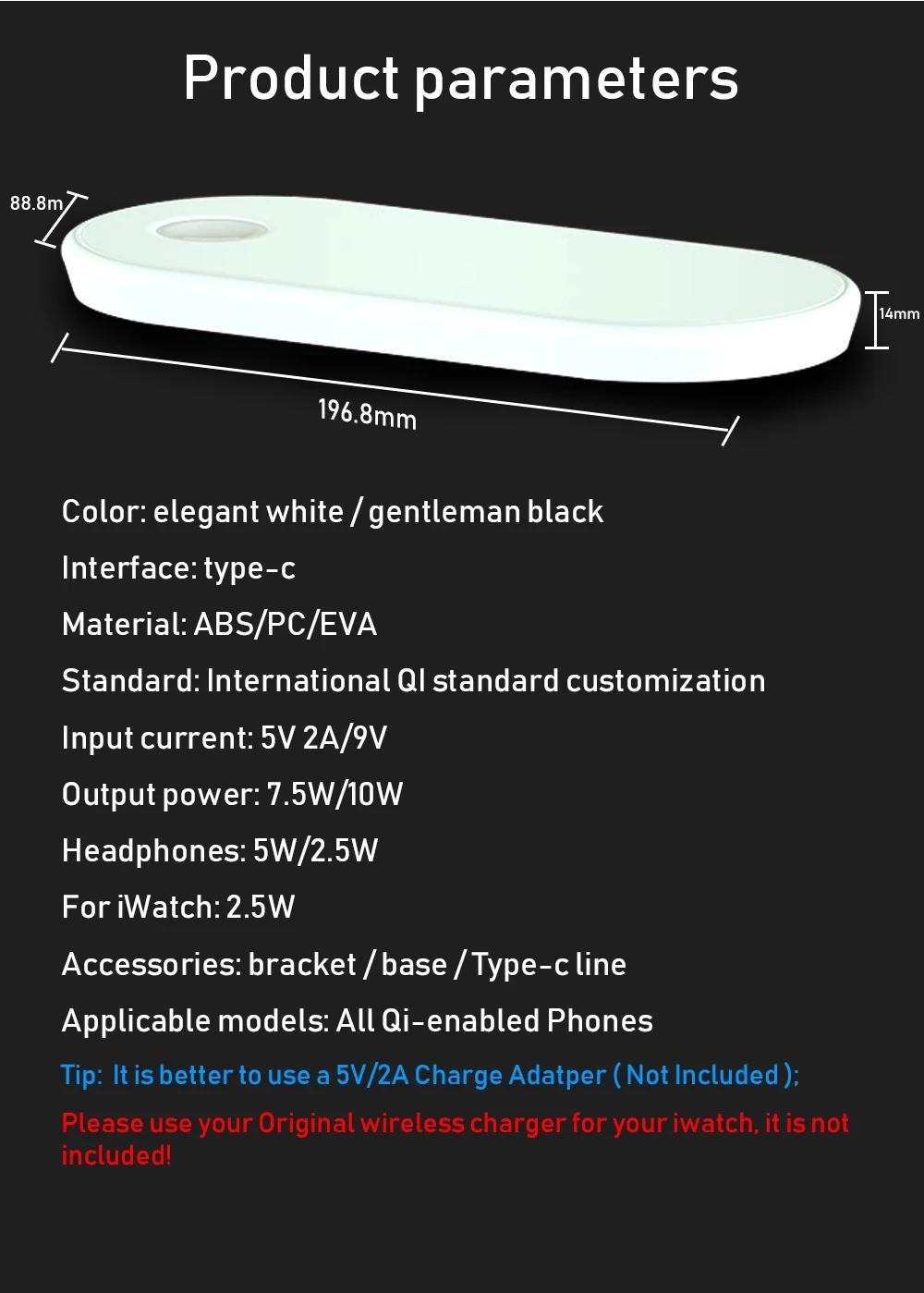 Portefeuille 3 in 1 10W 7.5W 5W 2.5W QI Wireless Fast Charger For iPhone X 8 Plus Samsung Apple Watch Charger Holder For Airpods (7)