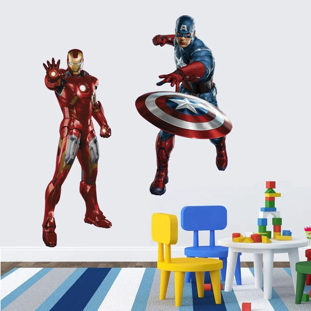 Marvel's The Avengers Iron Man Captain America Wall Sticker Decals for
