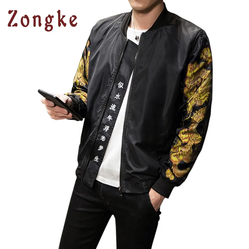 2018 New Chinese Style Dragon Bomber Jacket Coat Men Jaqueta Masculina