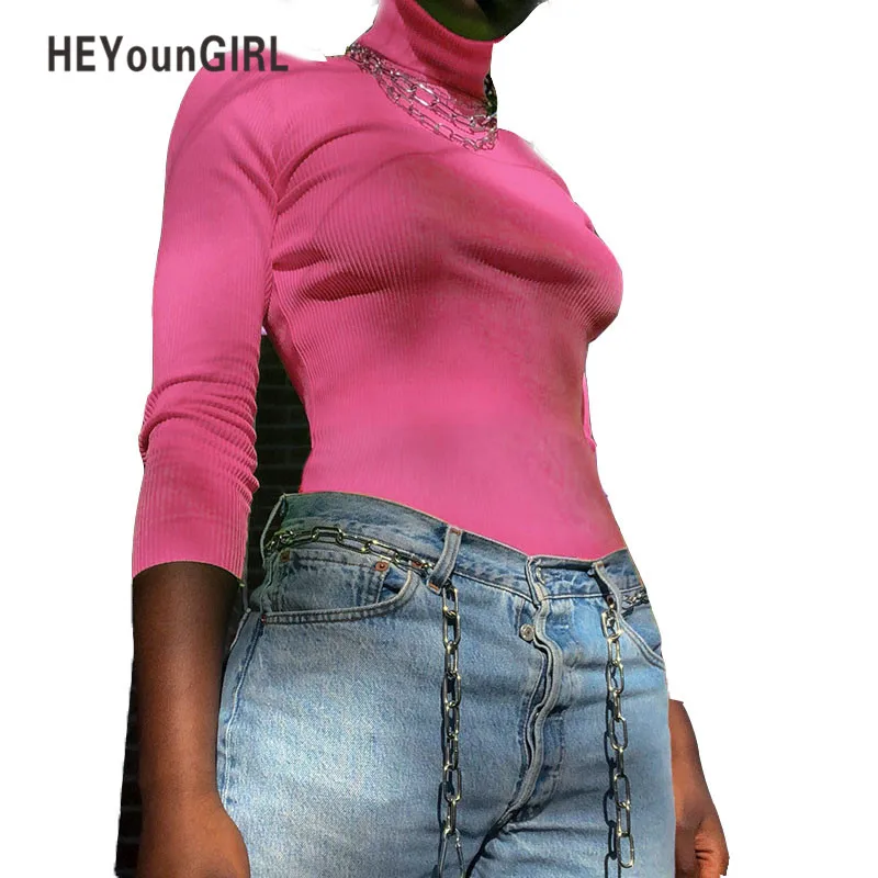 HEYounGIRL Базовая водолазка футболка с длинным рукавом для женщин уличная