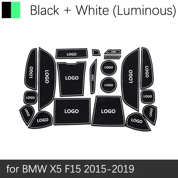 Противоскользящие резиновые ворота слот чашки коврик для BMW X1 F48 X3 F25 X4 F26 X5 F15 X6 F16 X3 G01 аксессуары наклейки с M Логотип - Название цвета: White X5 F15 14-18