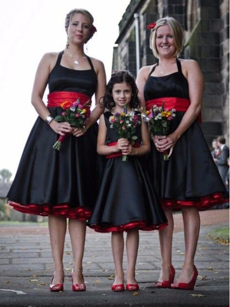 black dress with red sash