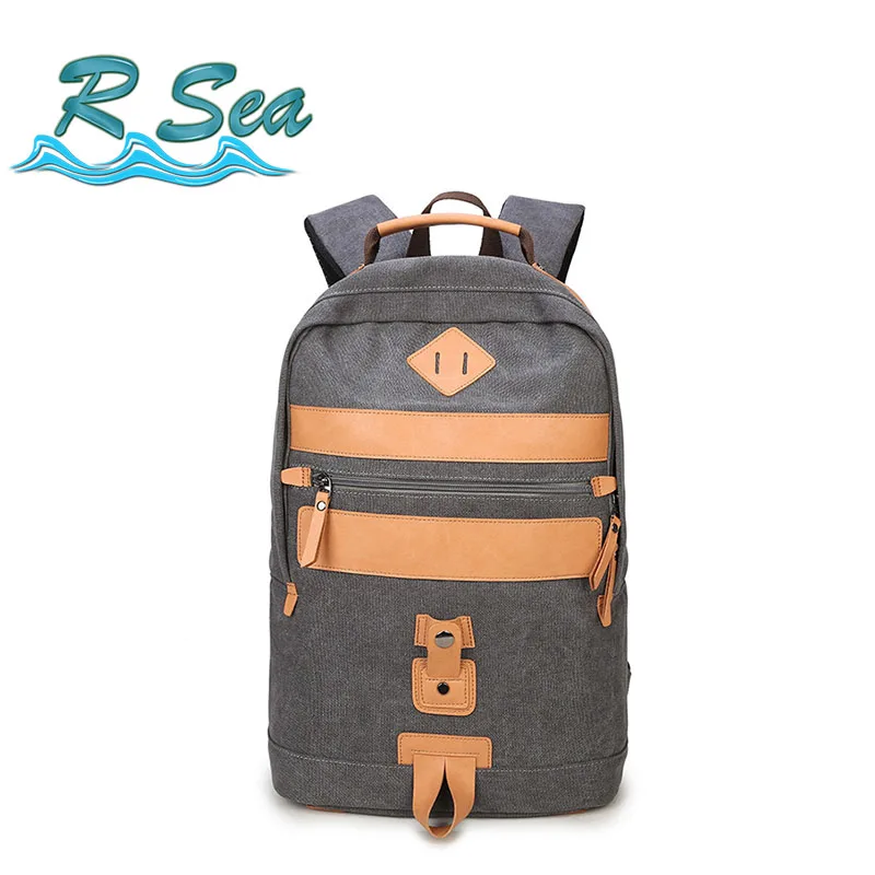 

High-end Canvas Bag 15.6inch Laptop Backpack leisure Shoulder Bag Large backpack European and American student bag