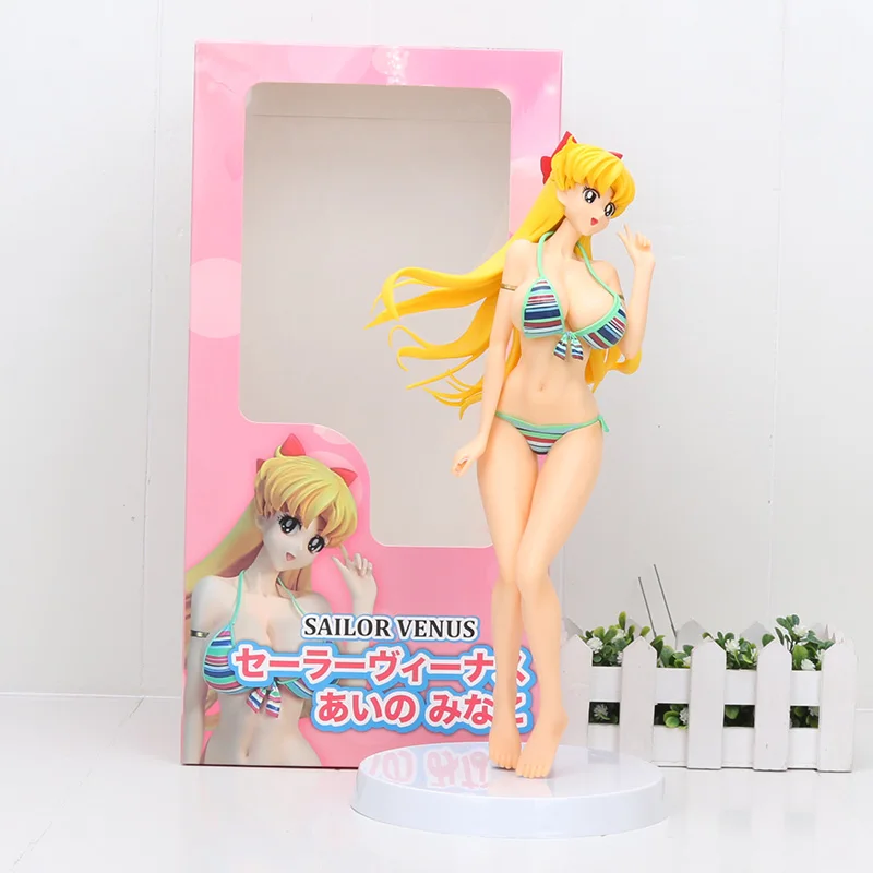 

Anime Sailor Moon Figure Sailor Venus Minako Aino Bikini Ver. PVC Action Figures Collectible Model Toy 30cm