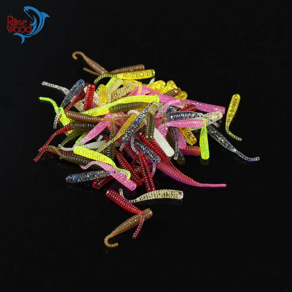 100pcs Pesca Artificial Soft Bait 4cm0.3g UL Fishing Worm Swimbaits Soft Lure Carp Fishing Bait Fishing Lure Mixed Colors  (43)