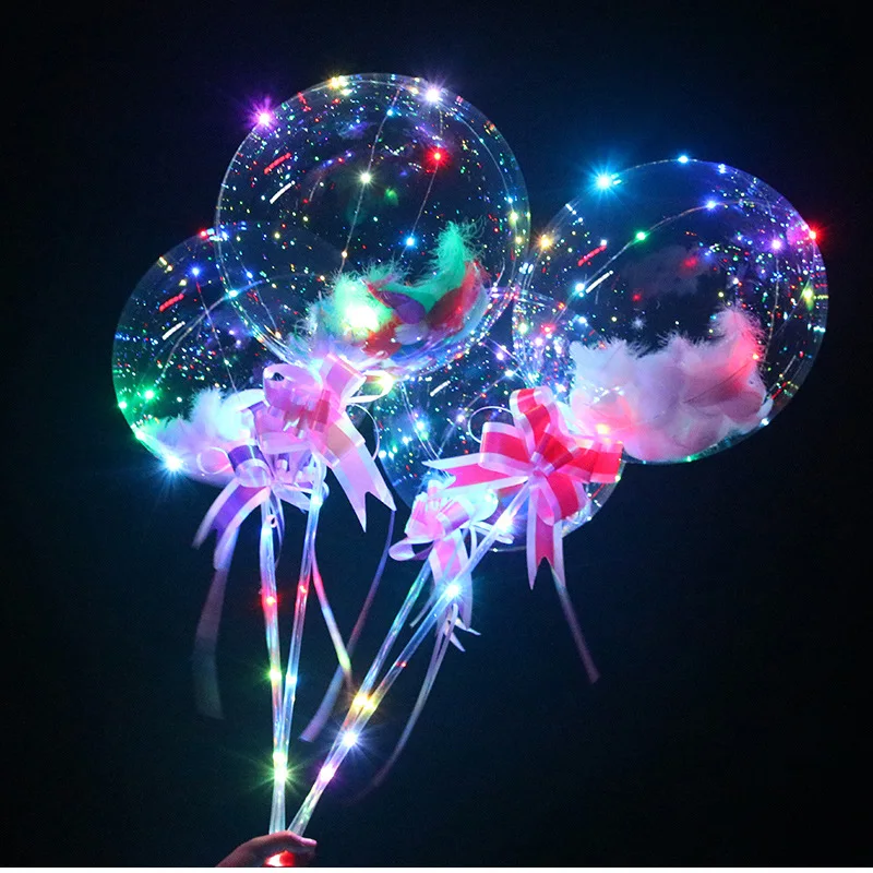 

10pcs/lot Transparent Flashing Bobo Balloon+3M Flash LED Light Strip Clear Unicorn/Heart Shape Bubble Ball Party Wedding Decor