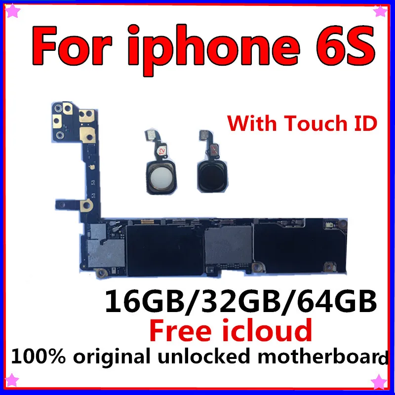 

Full unlocked for iphone 6S 6 S Motherboard With/Without Touch ID,Original for iphone 6S Mainboard with Full Chips,16GB 32G 64G