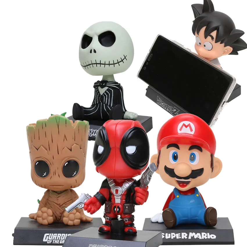 

Bobble Head Dragon Ball Z Son Goku Krillin Shake Head Phone Holder Phone Bracket PVC Action Figure Super Mario Naruto Jack toys