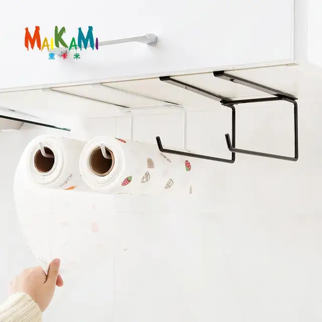 Cheap MAIKAMI Practical 2in1 Kitchen Toilet Paper Towel Rack Paper Towel Roll Holder Cabinet Hanging Shelf Organizer Bathroom Kitchen