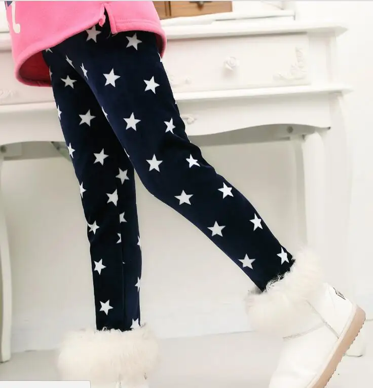 

VEENIBEAR Winter Warm Girls Leggings Star Print Girls Pants Kids Children Elastic Waist Girls Trousers Clothing 2-7T