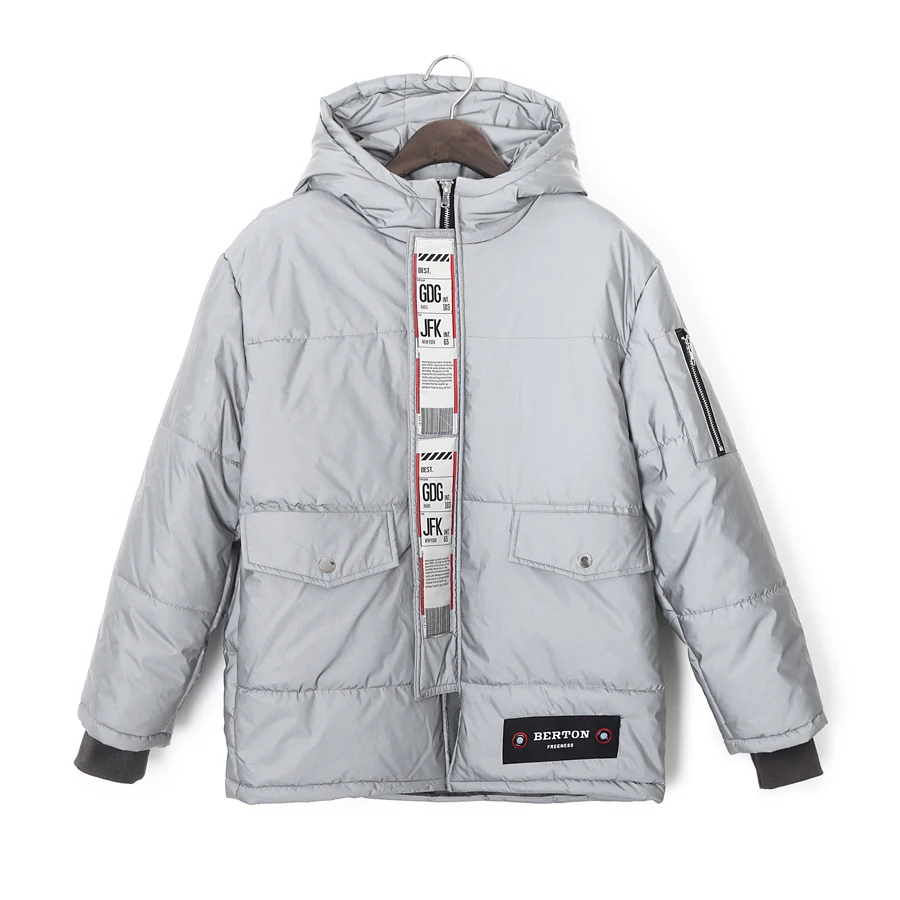 

Winter Jacket Women Zipper Hoodies Thick Warn lighting Printed Letter Casual Coat for women Harajuku Hip Hop Female Jacket Gray
