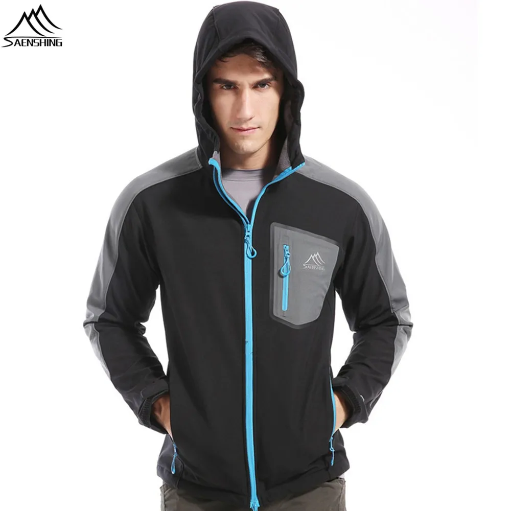 

SAENSHING Softshell Jacket Men Outdoor Hiking Jackets Waterproof Windproof Sports Camping Soft shell Fleece Rain Coat Male