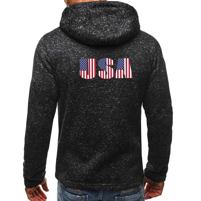 

The USA Print Zipper Hoodie High Quality Sweatshirt Jacket