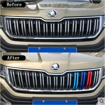 

ABS Paint Car Front Racing Grills Bumper Mesh Grille Around Trim Cover For SKODA KODIAQ 2017 2018 2019 Auto Chromium Styling