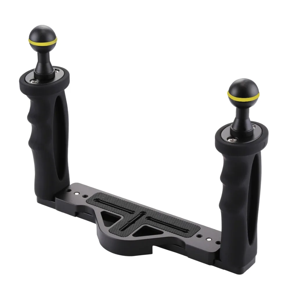 Red PULUZ Diving Tray Camera Bracket Mount Dual Handle Grip Handheld Expansion Mount System