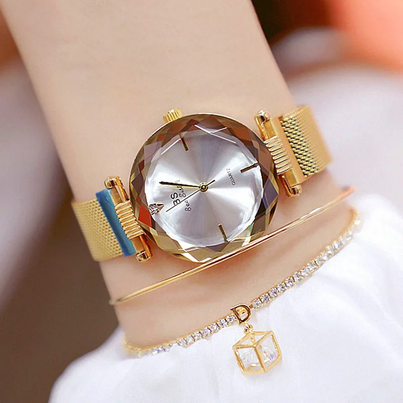 Женские часы 2019 Золотые круглые модные Montre Femme роскошные женские браслет для