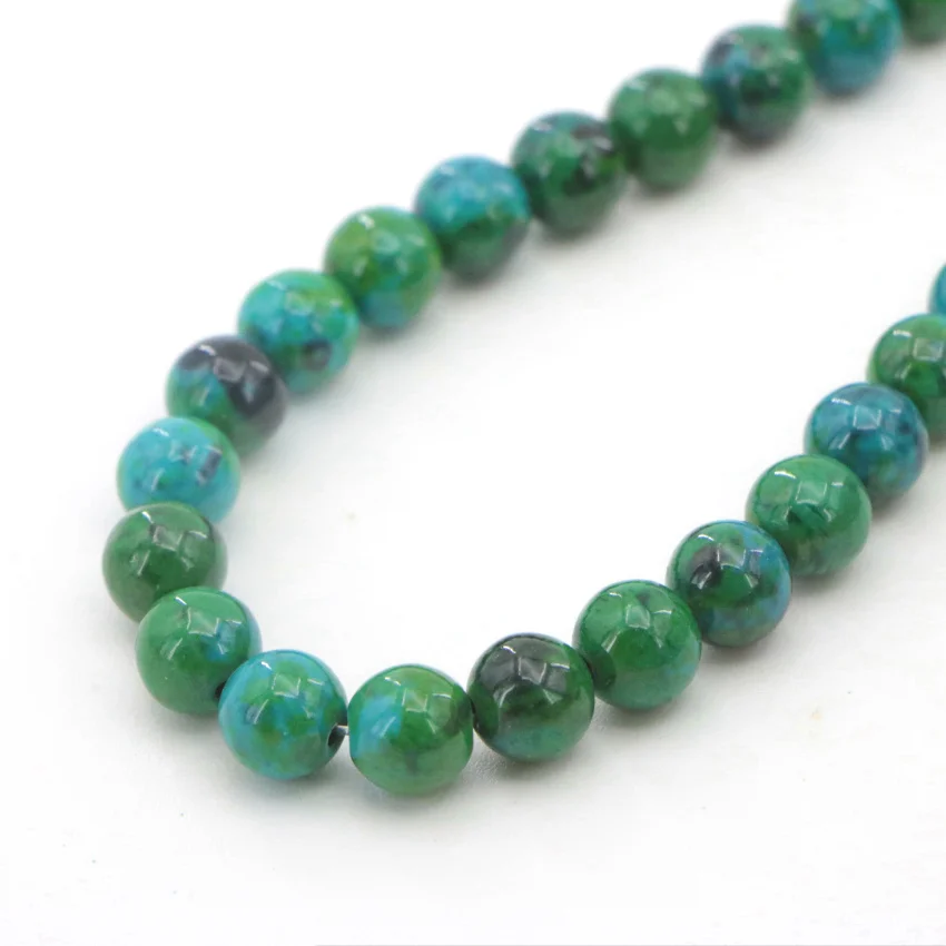 1 High Quality 4-14mm natural Dark green semi-precious Round ball Phoenix stone loose beads for DIY Fashion charms (7)