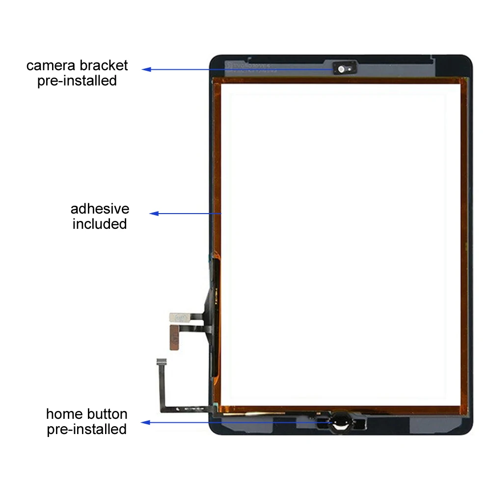 Для iPad 5 дигитайзер для iPad Air 1 сенсорный экран A1474 A1475 A1476 Замена переднего стекла с кнопкой Home черный белый