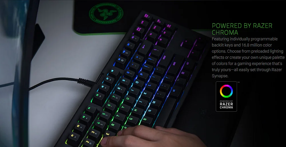 razer BlackWidow Tournament Edition Chroma V2 Механическая игровая клавиатура RGB тактильные щелкающие переключатели razer Green-черный