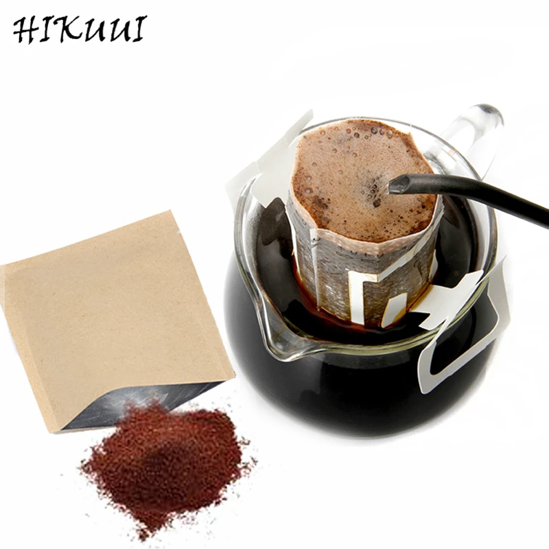 

50pcs Portable Drip Coffee Filter Baskets + 50pcs Coffee Bags Useful Coffee Tea Maker Useful Tools For Travel Office