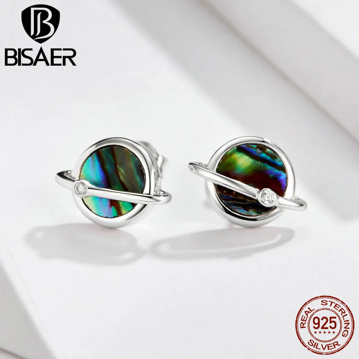 

BISAER Planet 100% 925 Sterling Silver Mystery Planet Exquisite Small Stud Earrings Stud Women Brincos Silver Jewelry EFE134