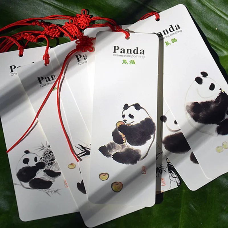 

Coloffice 8PCS/Set Creative Chinese Style Panada Bookmarks Kawaii Paper Ink Painting Bookmark For Student Gift School Office
