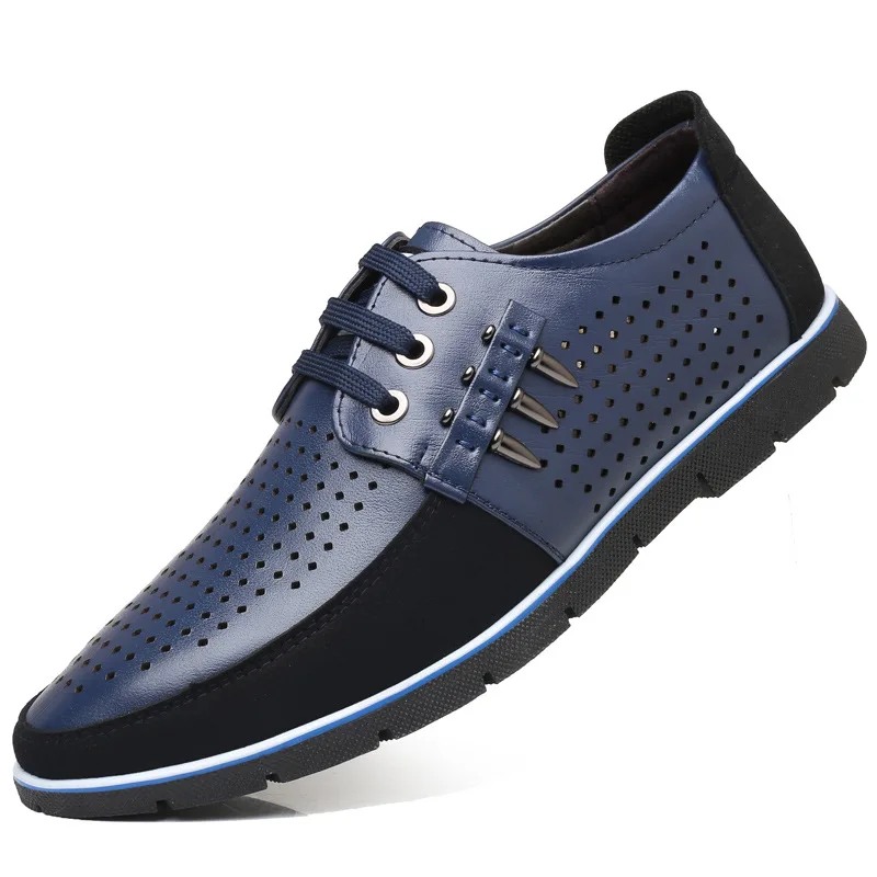 

Large Size Hollow Casual Men's Shoes Trend Hole First Layer Leather Lace Men's Shoes Fashion Non-slip Men's Dress Shoes
