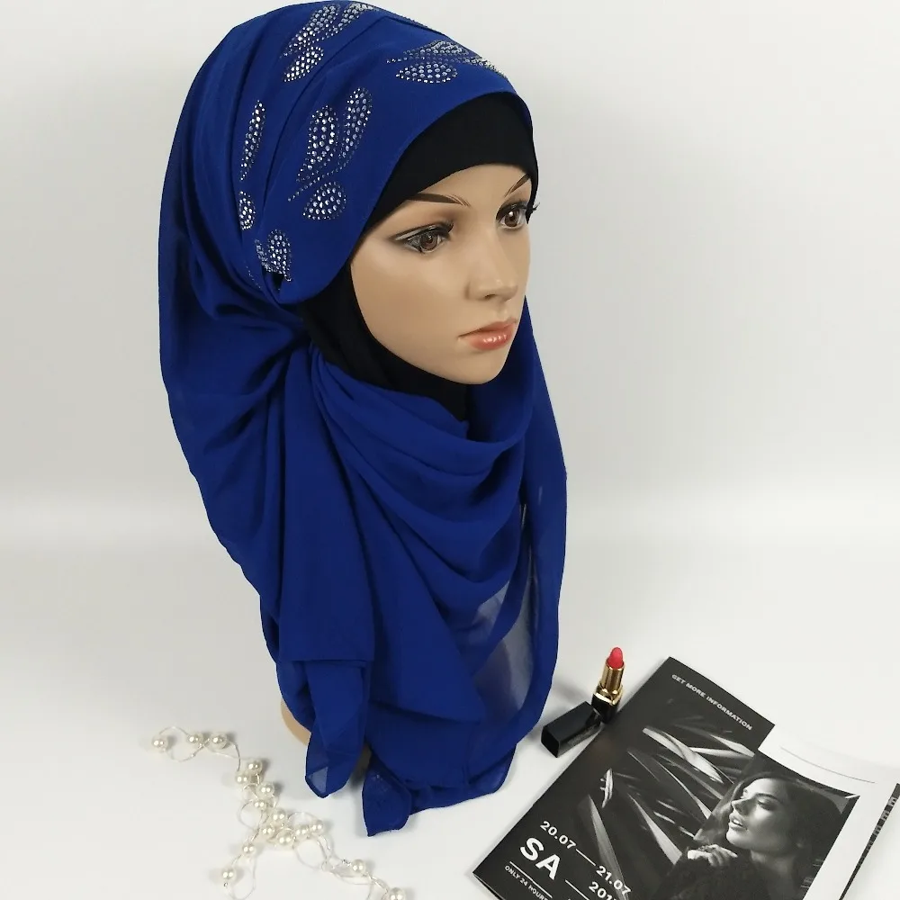 M9 Высокое качество Алмазный пузырь шифон хиджаб обертывание шали женский шарф шарфы повязка на голову 180*75 см 10 шт 1 лот