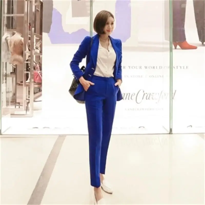 Bureau Travailleur Pantalon Deux Femmes De Travail Costume Tempérament Mode Femelle Dames piece Automne Nouveau printemps Lieu 1 Suit 7P6qw65z