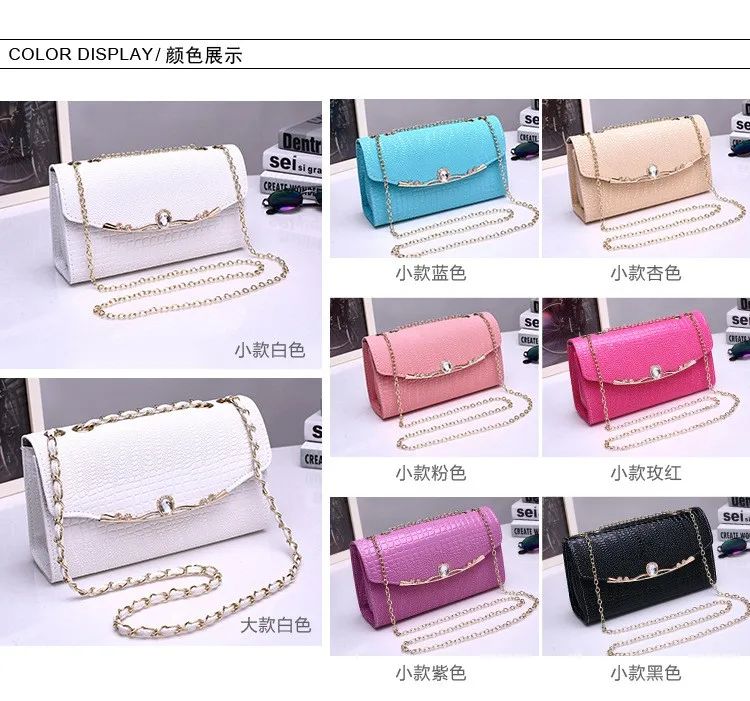 6 Women Bags Sweet Ladies Wind New Crocodile Pattern Womens Shoulder Messenger Bag Fashion Chain Solid Color Handbags