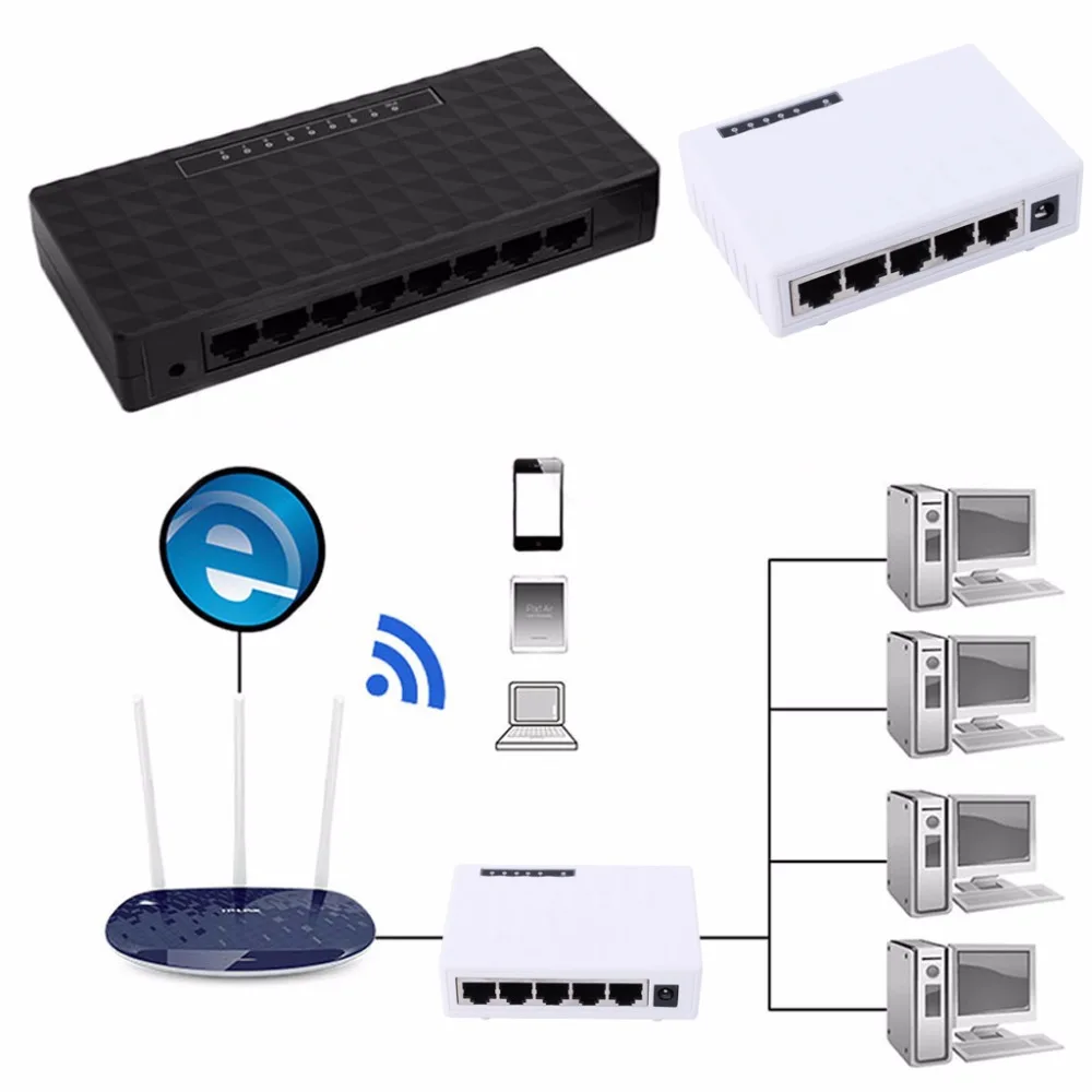 5/8 порт RJ-45 10/100 Мбит/с Ethernet сетевой настольный коммутатор Auto-MDI/MDIX Hub-L059 горячий