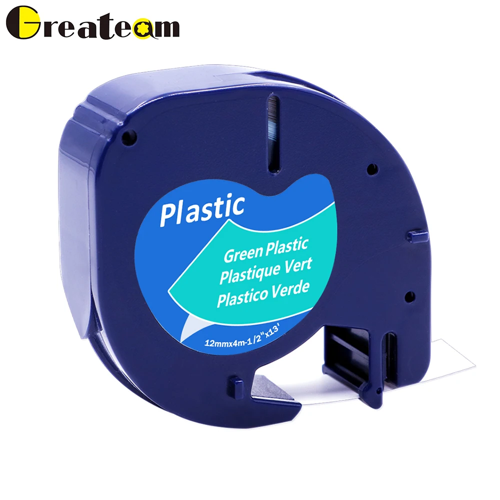 Greateam 1 шт. 91204 совместимый с dymo LetraTag 91224 91334 59425 самоклеящаяся черная на зеленом 12 мм