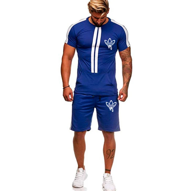 Мужские спортивные костюмы для бега тренировки по футболу баскетболу футболки+ брюки спортивные костюмы Джерси летняя спортивная одежда для фитнеса набор для тренажерного зала