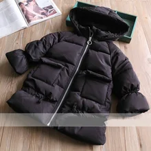Fashion Warm Girl Winter Clothes Solid Color Jacket Children Clothing Windbreaker Jackets Casual Hooded Girls Thick Warm Coat