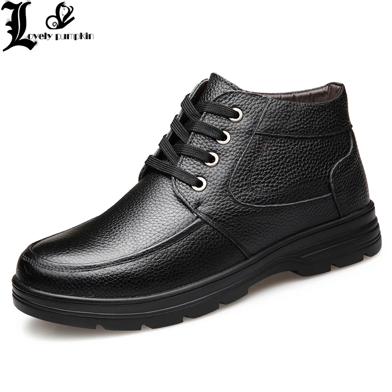 Lp148 Sapatos Couro À Quente Confortável Homens Botas Prova black Pelúcia Inverno Brown Água De D' Genuíno Quentes E Dos Neve qqT1S