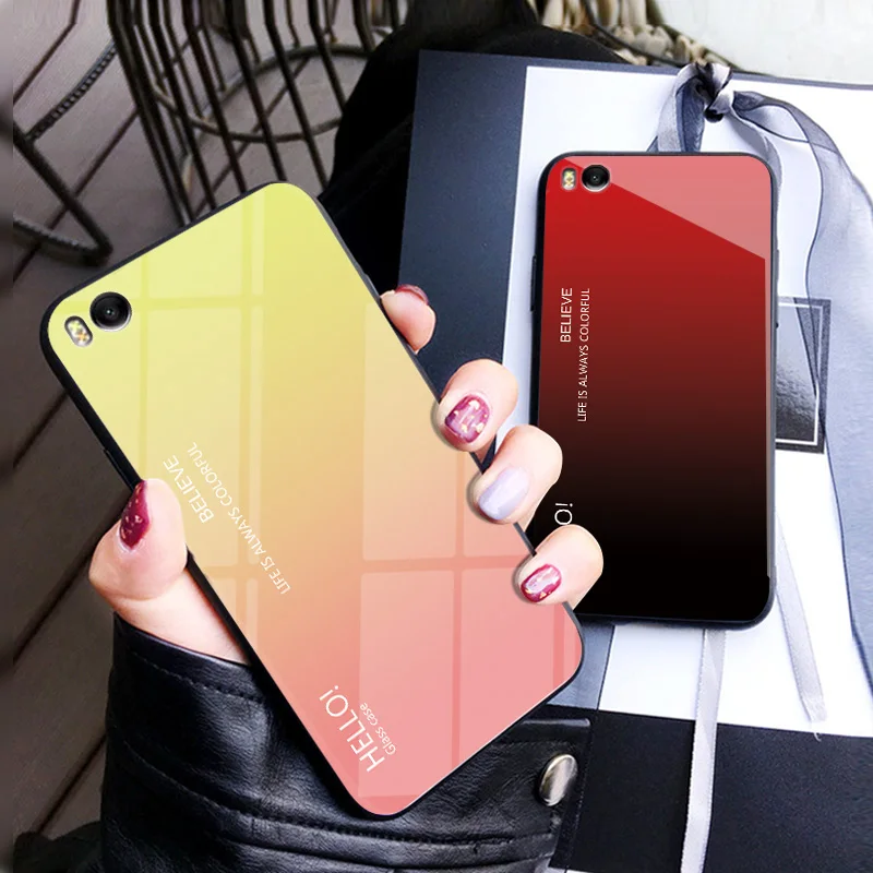 For Xiaomi Mi5s Mi 5s Case Gradient Tempered Glass Hard Soft TPU Silicone Frame Cover mi5s mi Capa Fundas |