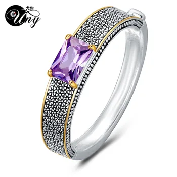 

UNY Bangle Cable Wire Side Bracelet Antique Bangles Purple CZ Fashion Designer Brand Vintage Christmas Gifts Women Cuff Bracelet