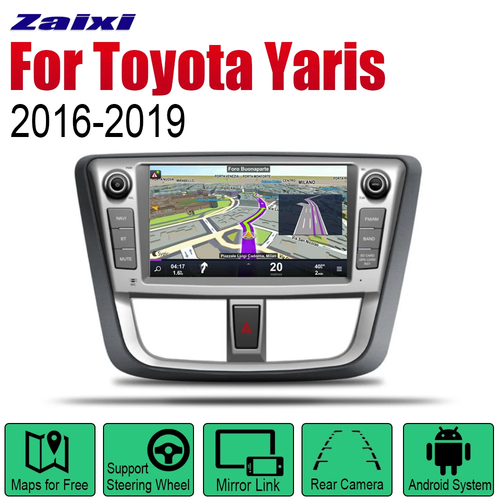 

ZaiXi Auto Radio 2 Din Android Car Player For Toyota Yaris 2016~2019 GPS Navigation BT Wifi Map Multimedia system Stereo