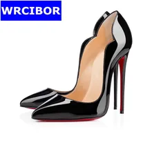 2017 NEW Women’s shoes PU leather Pointed toe High-heeled shoes Lady Sexy Thin heels High Heels Red bottoms Pumps party shoes