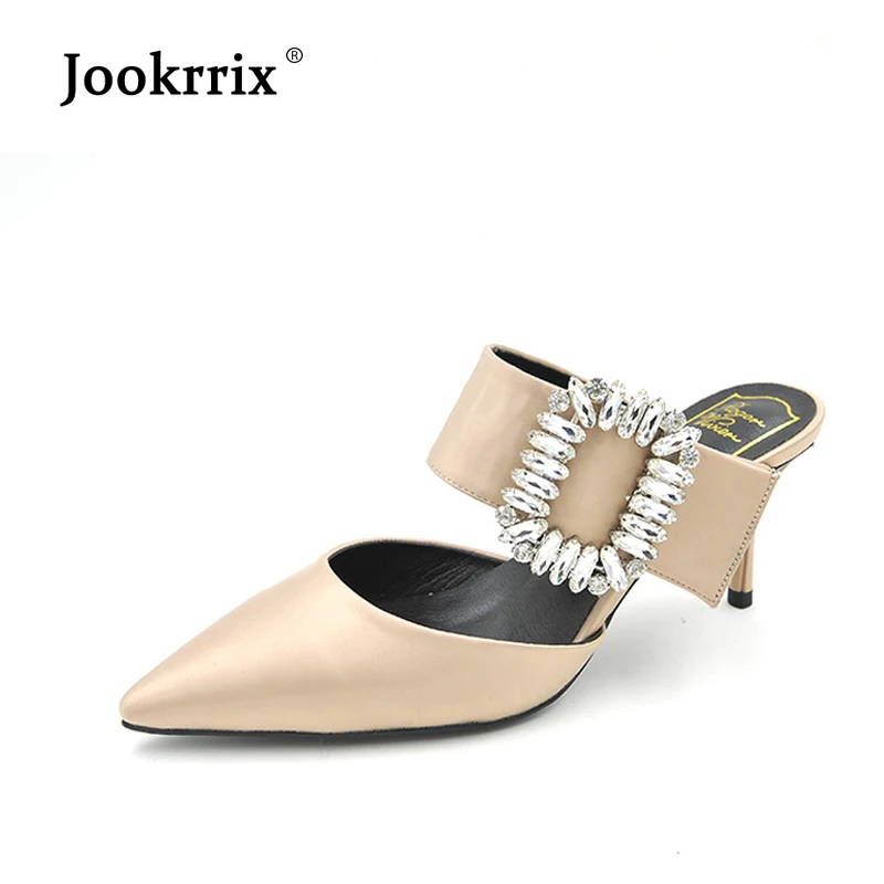 

High Heel Shoes Women zapatos mujer tacon Summer Crystal Sandals chaussures femme Ladies footware Rhinestone Pumps Square Buckle