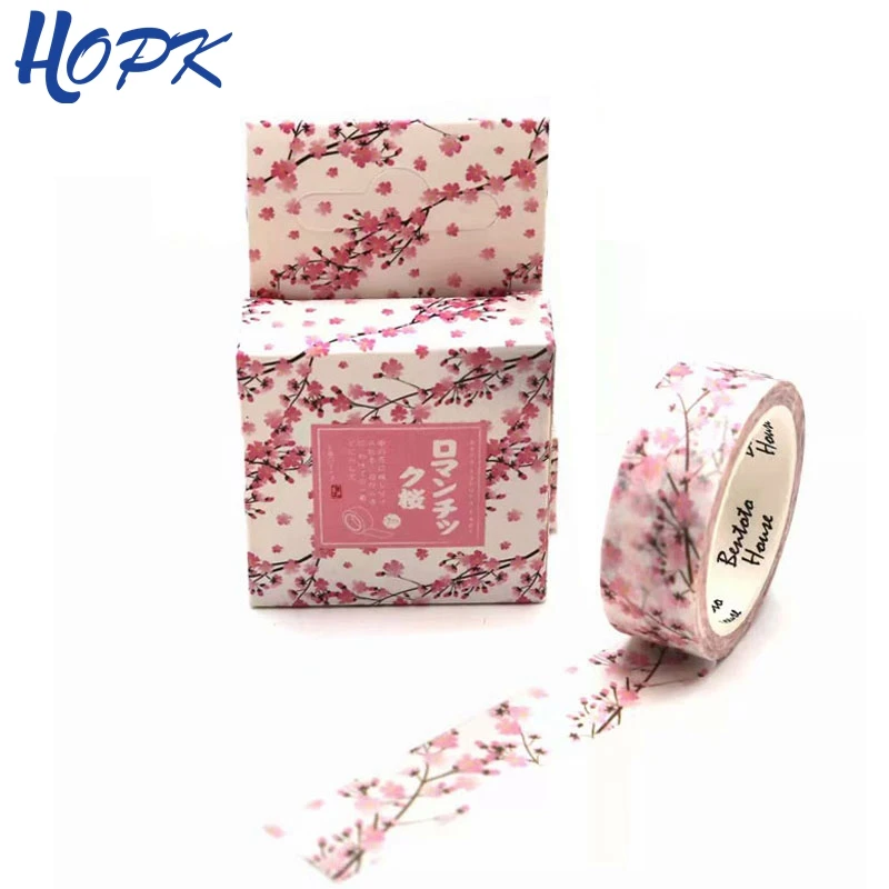 

Cute Pink Cherry Rolls Washi Masking Tape kawaii Flower Washitape Bullet Journal Washi Tape DIY Scrapbooking Sticker Paper Tapes