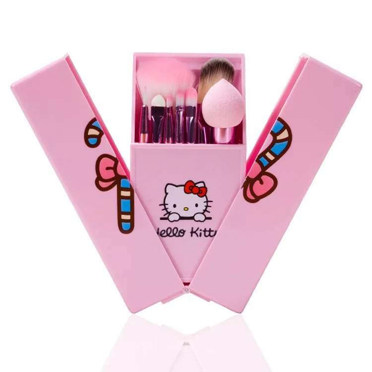 Teen Girls Cute Hello Kitty Makeup Brushes Set Pink Box Teen Girls Cute Hello Kitty Makeup Brushes Set Pink Box