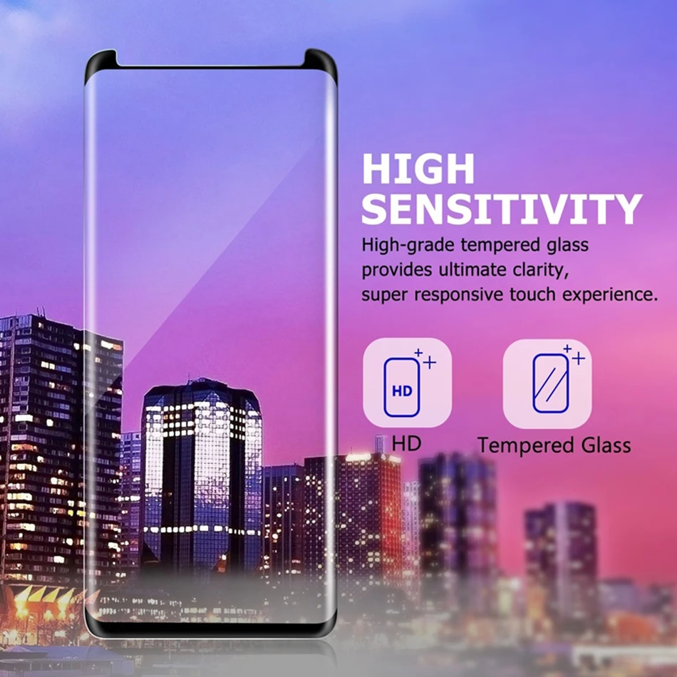 3D изогнутое закаленное стекло для Samsung Galaxy S8 S9 полное покрытие 9H защитная пленка