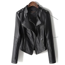 Женская куртка весна и осень Новая модная мотоциклетная куртка из искусственной кожи женская панк Рейв короткое пальто на молнии женская верхняя одежда