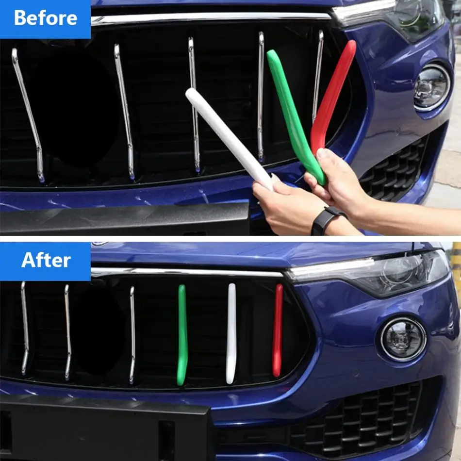 3 шт. 3 цвета автомобильный глянцевый передний бампер украшение решетки полоски Накладка для Maserati Levante- автомобильный Стайлинг